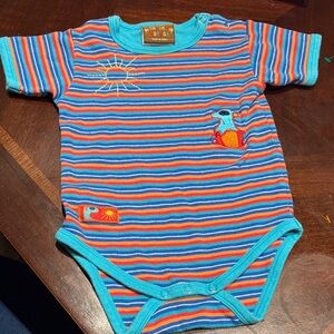 Vibrant Striped Bodysuit with Embroidered Details